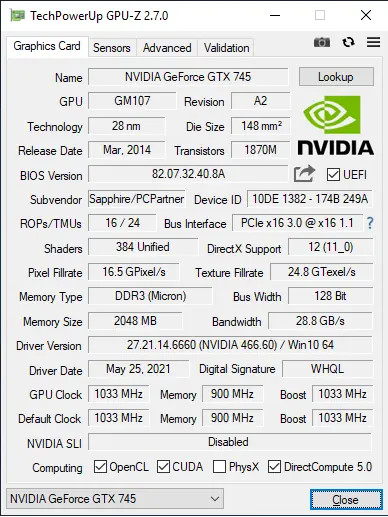 nVidia GeForce GTX 745 Fujitsu videokártya - Image 4