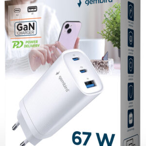 Telefon töltő 67W Gembird TA-UC-PDQC65-01-W