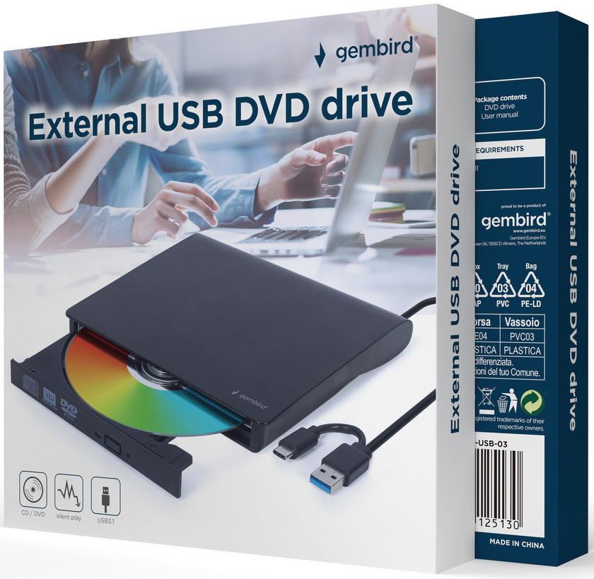 Külső USB DVD író Gembird DVD-USB-031